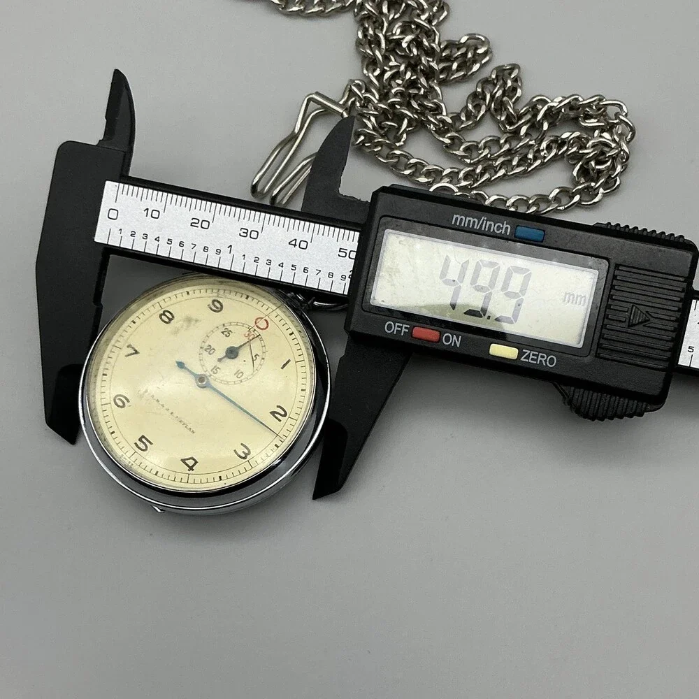 Vintage A.R. & J.E. Meylan Stop Watch Men 50mm 208A Mechanical Chain